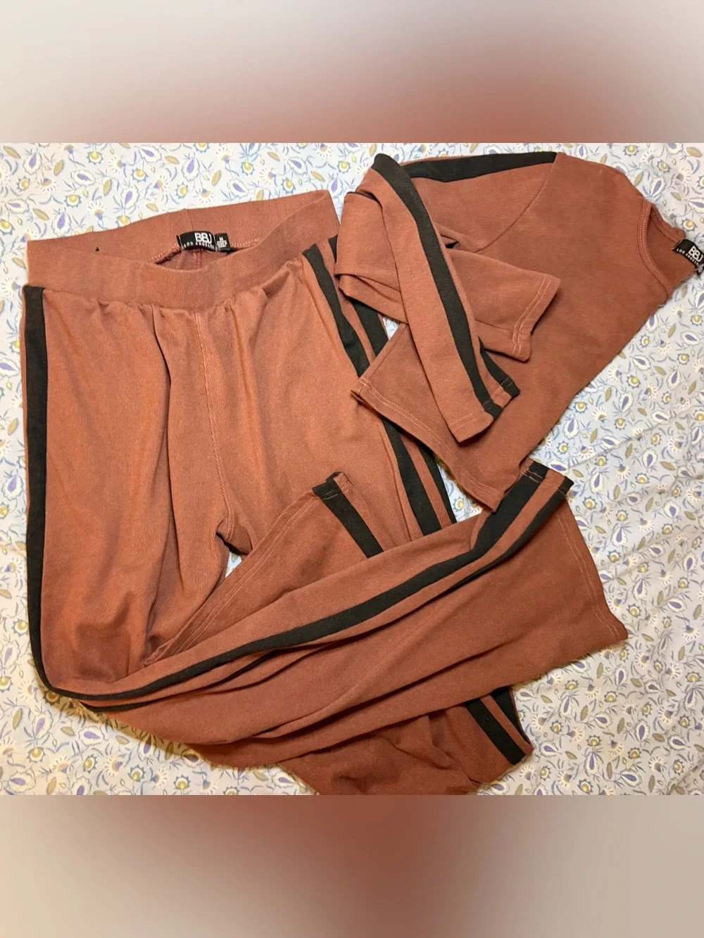 BBJ Los Angeles matching top and pant brown with black stripe size M